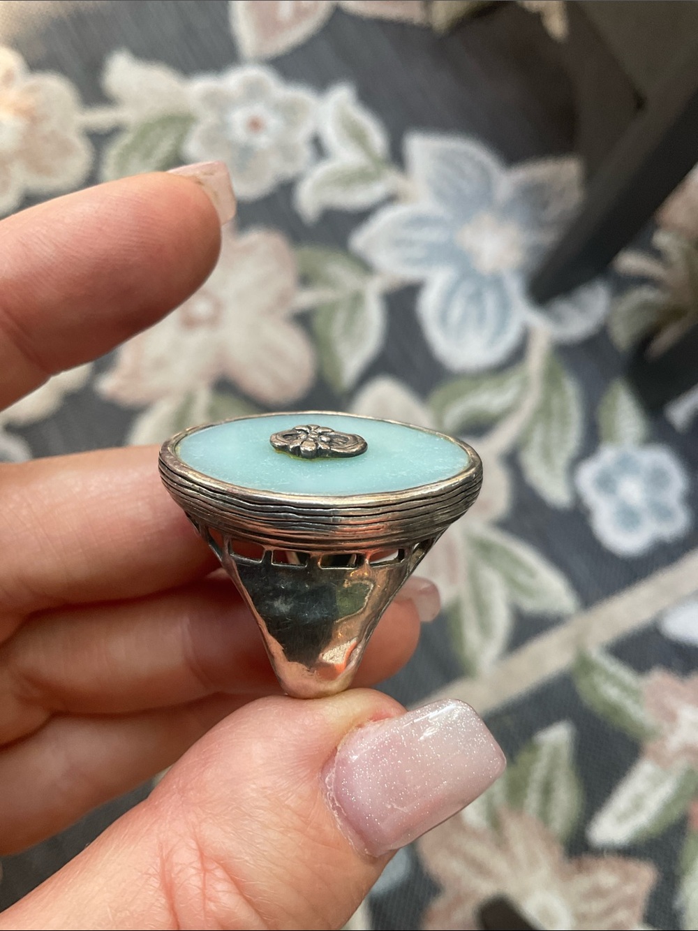 Silpada Sterling Silver Oval Aqua Blue Statement Ring 7 - Picture 2 of 5
